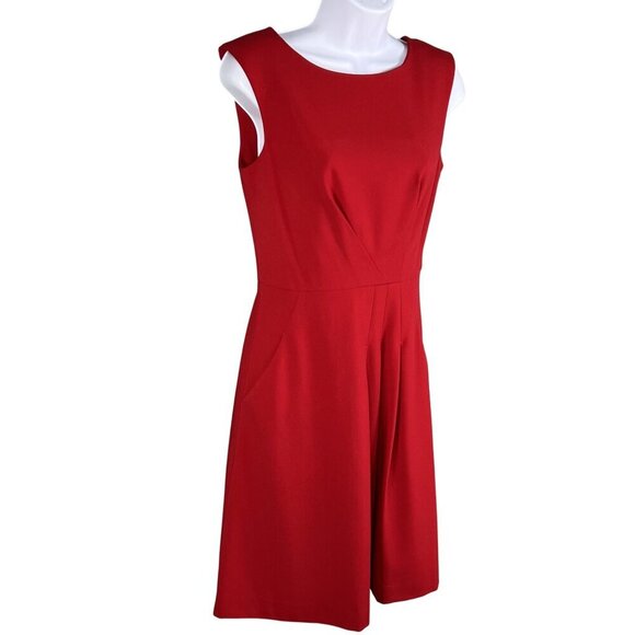 Calvin Klein Women 2 Little Red Dress Sleeveless Pockets Fit & Flare Career Wear - Picture 6 of 16